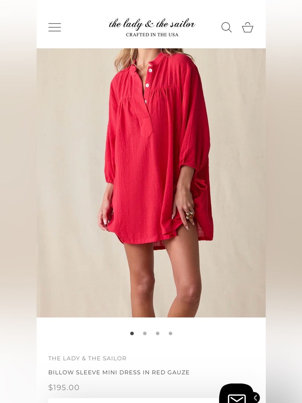 The Lady and the Sailor Billow sleeve dress in white